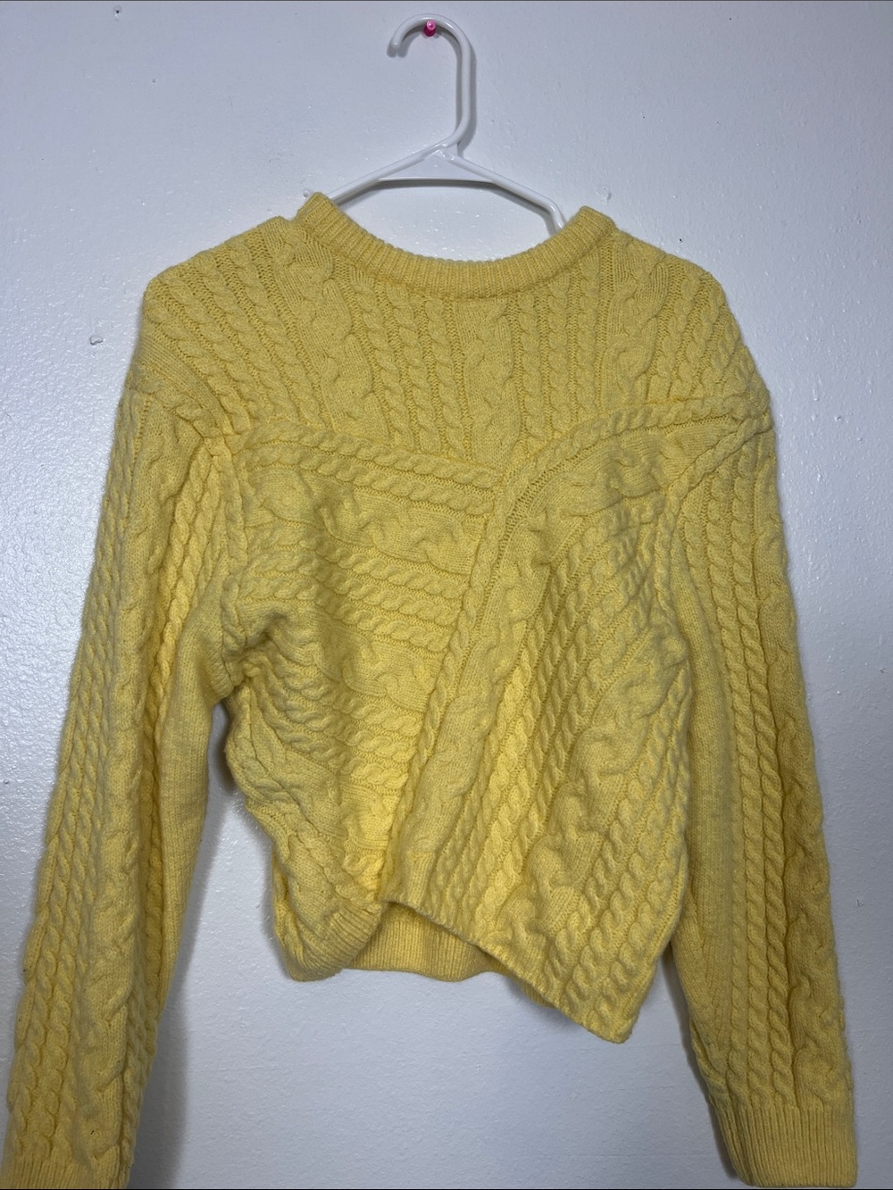 Sunny Cable Knit Crewneck Sweater - Yellow